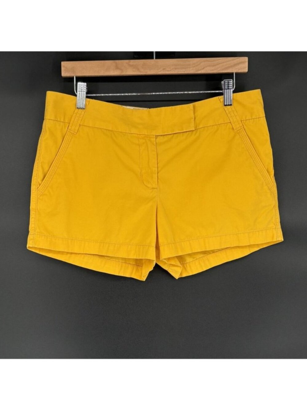J.Crew Classic Twill Chino Shorts Womens 8 Yellow Preppy Summer Coastal Boat Day